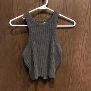 Express One Eleven High Neck Cropped Ribbed Tank